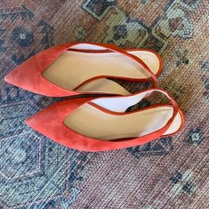 JCrew pointy suede slingback flats